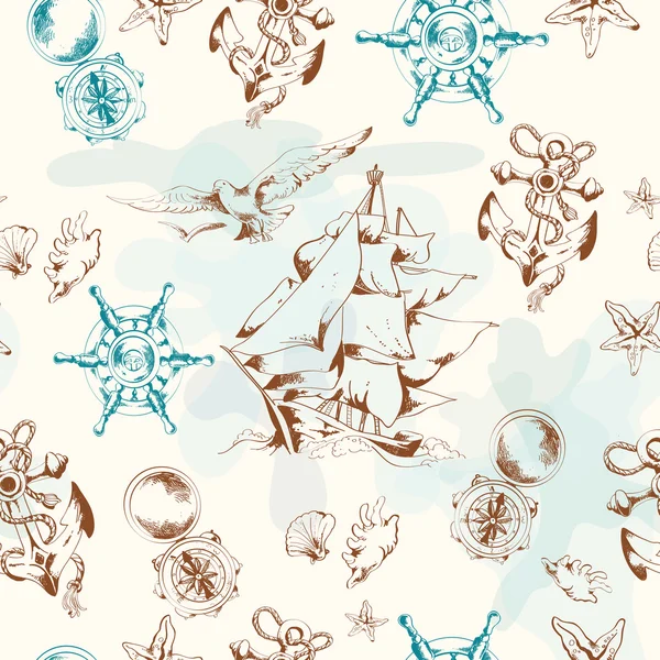 Sea vintage seamless pattern — Stockvector